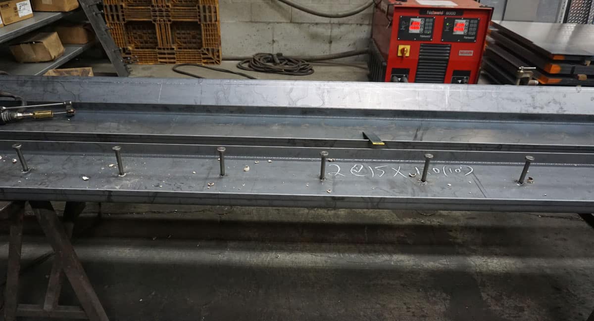 stud welding onto beam